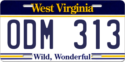 WV license plate ODM313