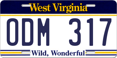WV license plate ODM317