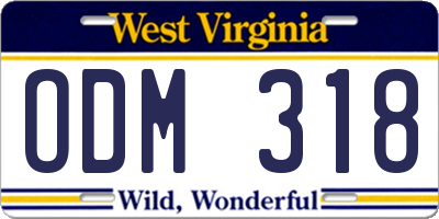 WV license plate ODM318