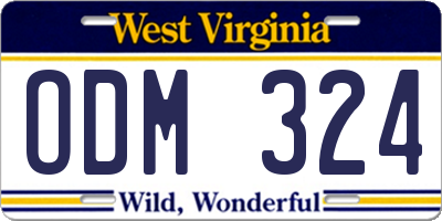 WV license plate ODM324