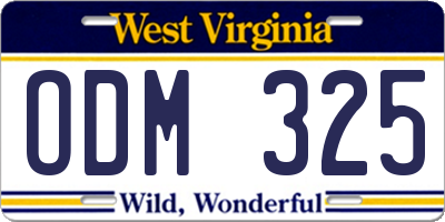 WV license plate ODM325