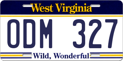 WV license plate ODM327