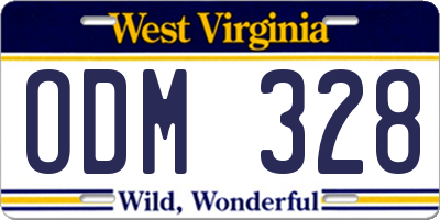 WV license plate ODM328