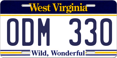 WV license plate ODM330