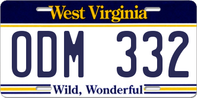 WV license plate ODM332