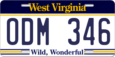 WV license plate ODM346