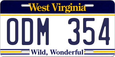 WV license plate ODM354