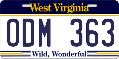 WV license plate ODM363