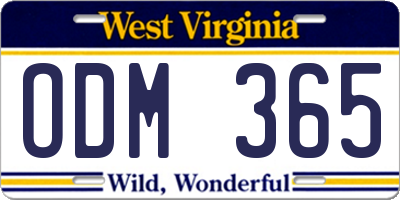 WV license plate ODM365