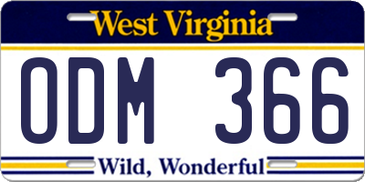 WV license plate ODM366