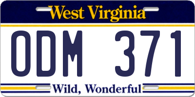 WV license plate ODM371