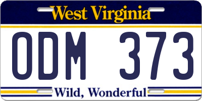 WV license plate ODM373