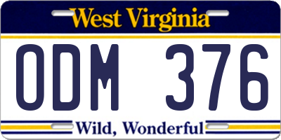 WV license plate ODM376
