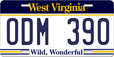WV license plate ODM390