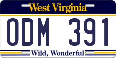 WV license plate ODM391