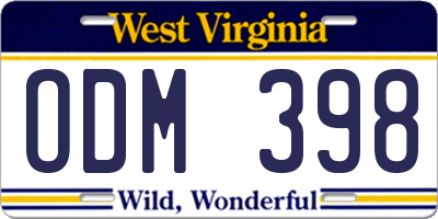 WV license plate ODM398