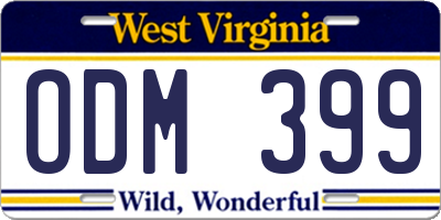 WV license plate ODM399