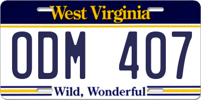 WV license plate ODM407
