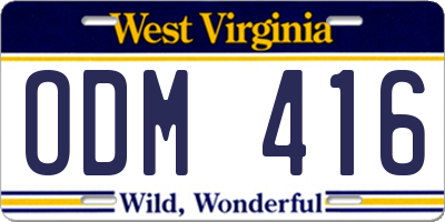 WV license plate ODM416