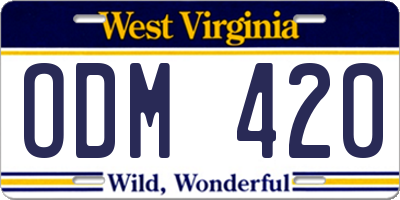 WV license plate ODM420