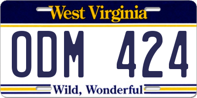 WV license plate ODM424