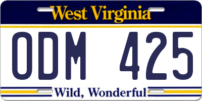 WV license plate ODM425