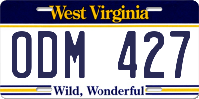 WV license plate ODM427