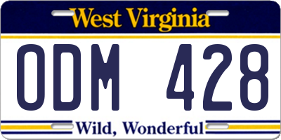 WV license plate ODM428
