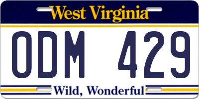 WV license plate ODM429
