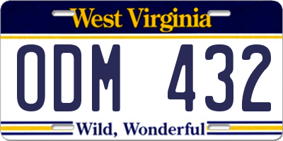 WV license plate ODM432
