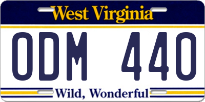 WV license plate ODM440