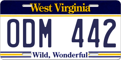 WV license plate ODM442