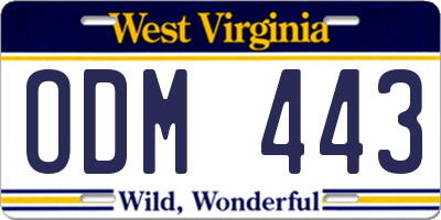 WV license plate ODM443