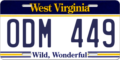 WV license plate ODM449