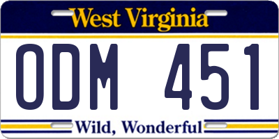 WV license plate ODM451