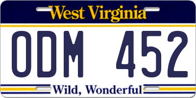 WV license plate ODM452