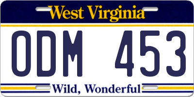 WV license plate ODM453
