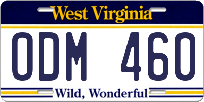 WV license plate ODM460
