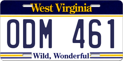WV license plate ODM461