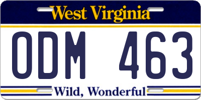 WV license plate ODM463