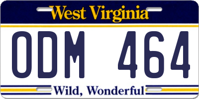 WV license plate ODM464