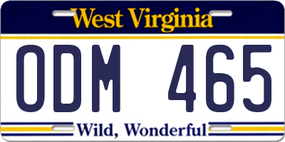 WV license plate ODM465
