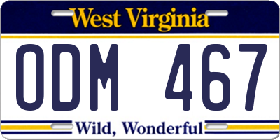 WV license plate ODM467