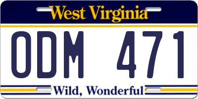 WV license plate ODM471