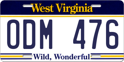 WV license plate ODM476