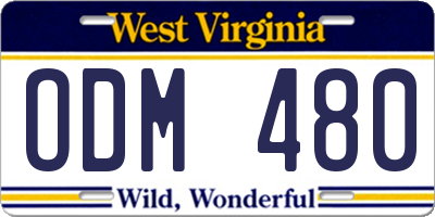 WV license plate ODM480