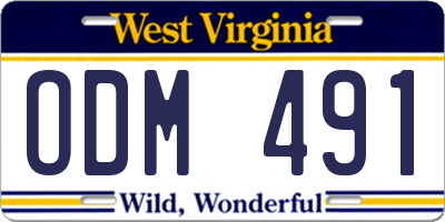 WV license plate ODM491