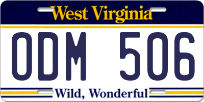 WV license plate ODM506