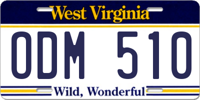 WV license plate ODM510