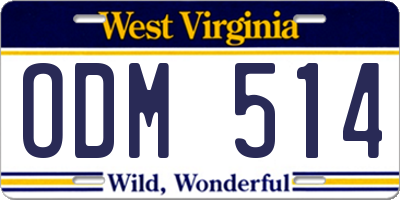 WV license plate ODM514
